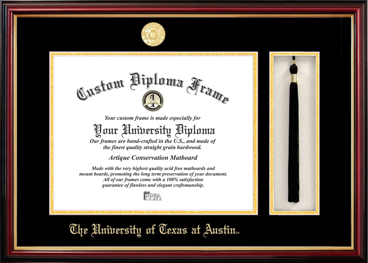 University of Texas, Austin 14w x 11h Tassel Box and Diploma Frame